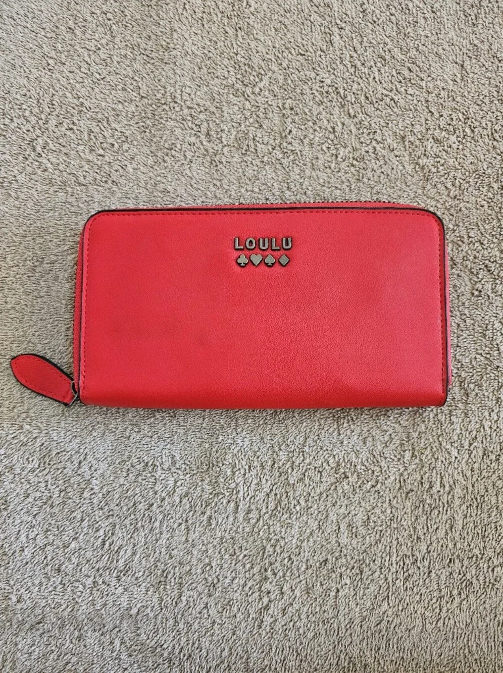 LouLu Bright Red Zip Wallet with Logo Detail